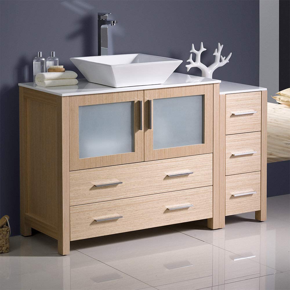 Fresca FCB62-3612ES-CWH-V Fresca Torino 48" Espresso Modern Bathroom Cabinets w/ Top & Vessel Sink