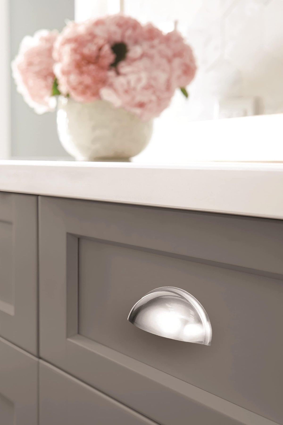 Amerock Cabinet Cup Pull Polished Chrome 3 inch (76 mm) Center-to-Center Ravino 1 Pack Drawer Pull Drawer Handle Cabinet Hardware