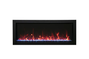 Amantii BI-40-XTRASLIM Panorama Xtraslim Full View Smart Electric  - 40" Indoor /Outdoor WiFi Enabled  Fireplace, featuring a MultiFunction Remote, Multi Speed Flame Motor, Glass Media & a Black Trim