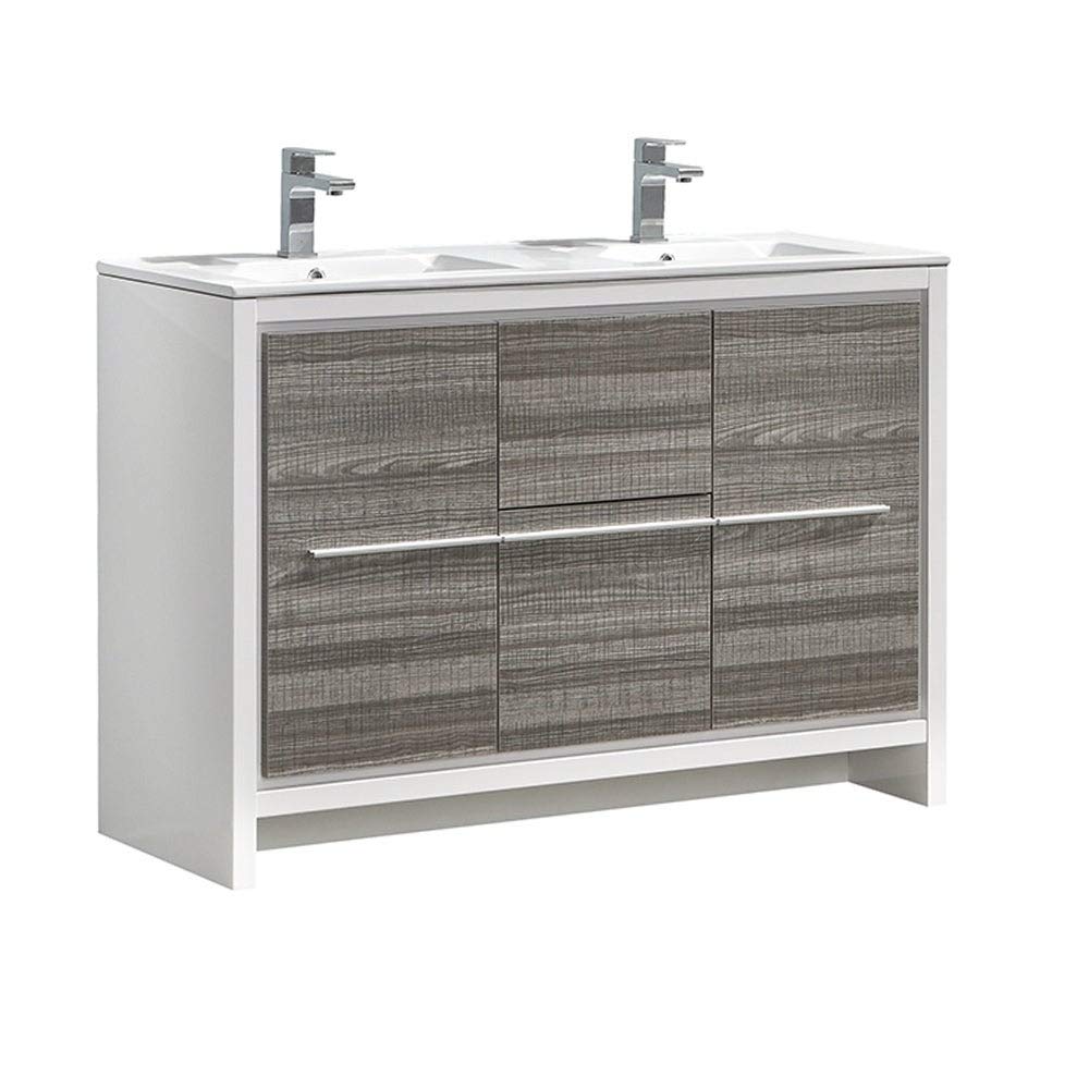 Fresca FCB8148HA-D-I Fresca Allier Rio 48" Ash Gray Double Sink Modern Bathroom Vanity w/ Sink