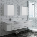 Fresca FVN6172GR-UNS-D Fresca Lucera 72" Gray Wall Hung Double Undermount Sink Modern Bathroom Vanity w/ Medicine Cabinets