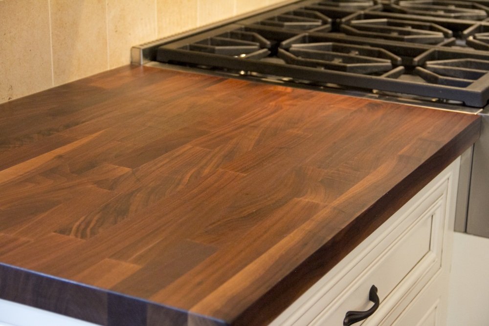 John Boos WALKCT-BL13332-V Blended Walnut Butcher Block Countertop - 1-1/2" Thick, 133"L x 32"W, Varnique Semi-Gloss