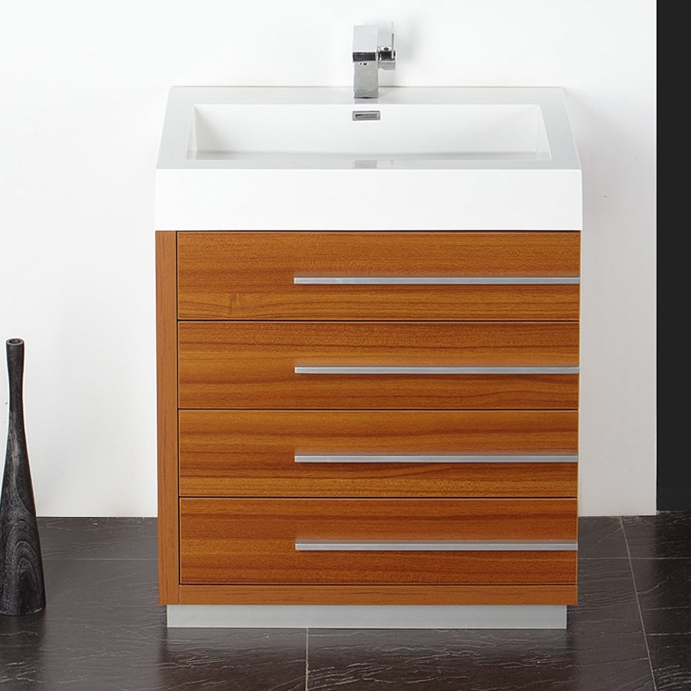 Fresca FVN8030TK Fresca Livello 30" Teak Modern Bathroom Vanity w/ Medicine Cabinet