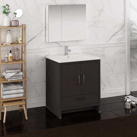 Fresca FVN9430DGO Fresca Imperia 30" Dark Gray Oak Free Standing Modern Bathroom Vanity w/ Medicine Cabinet