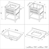 Jeffrey Alexander VKITAST30ESSGR 30" Espresso Astoria Vanity, Steel Grey Cultured Marble Vanity Top, undermount rectangle bowl