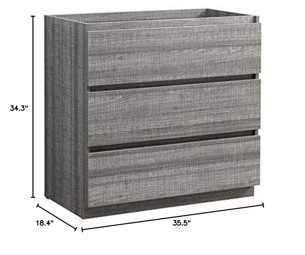 Fresca FCB9336HA Fresca Lazzaro 36" Glossy Ash Gray Free Standing Modern Bathroom Cabinet