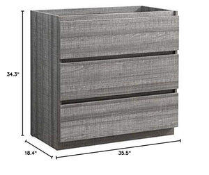 Fresca FCB9336HA Fresca Lazzaro 36" Glossy Ash Gray Free Standing Modern Bathroom Cabinet