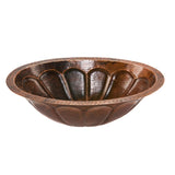 Premier Copper Products LO19FSBDB 19-Inch Oval Sunburst Under Mount Hammered Copper Sink, Oil Rubbed Bronze