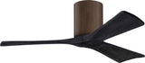 Matthews Fan IR3H-WN-BK-42 Irene-3H three-blade flush mount paddle fan in Walnut finish with 42” solid matte black wood blades. 