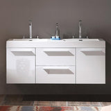 Fresca FCB8013WH-I Fresca Opulento 54" White Modern Double Sink Cabinet w/ Integrated Sinks