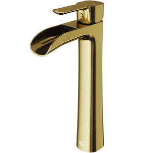 VIGO Niko 10.5 inch H Single Hole Single Handle Bathroom Faucet in Matte Gold - Vessel Sink Faucet VG03024MG