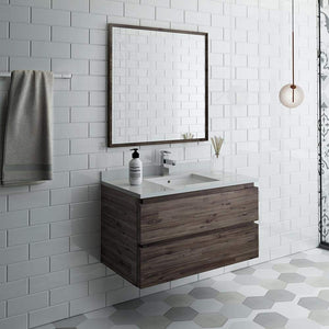 Fresca FVN3136ACA Fresca Formosa 36" Wall Hung Modern Bathroom Vanity w/ Mirror