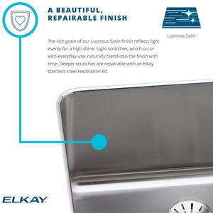 Elkay Lustertone LRADQ2521653 Single Bowl Top Mount Stainless Steel ADA Sink