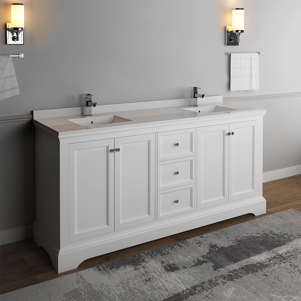 Fresca FCB2472GRV-CWH-U Double Sink Cabinet with Sinks