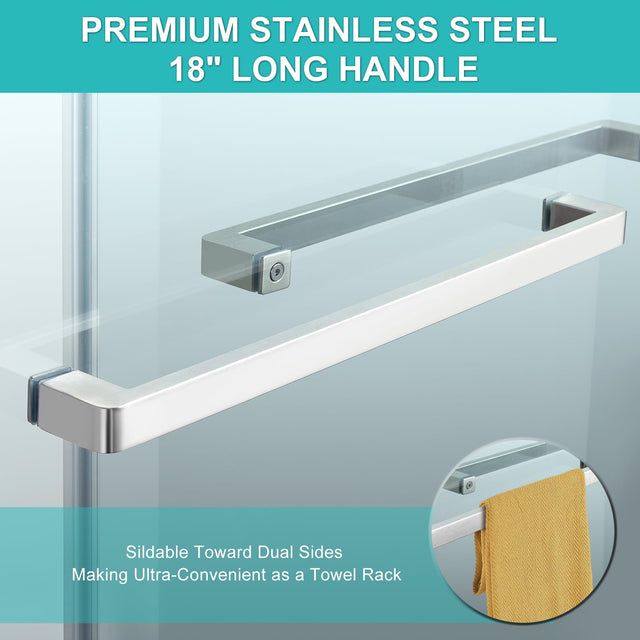 Milano Double Sliding Shower Door, 60 in.W x 74 in.H Framed Shower Door 5/16"(8mm) Clear Tempered Glass, 18 inch Pull Handle, Stainless Steel Hardware, Matte Black Finished