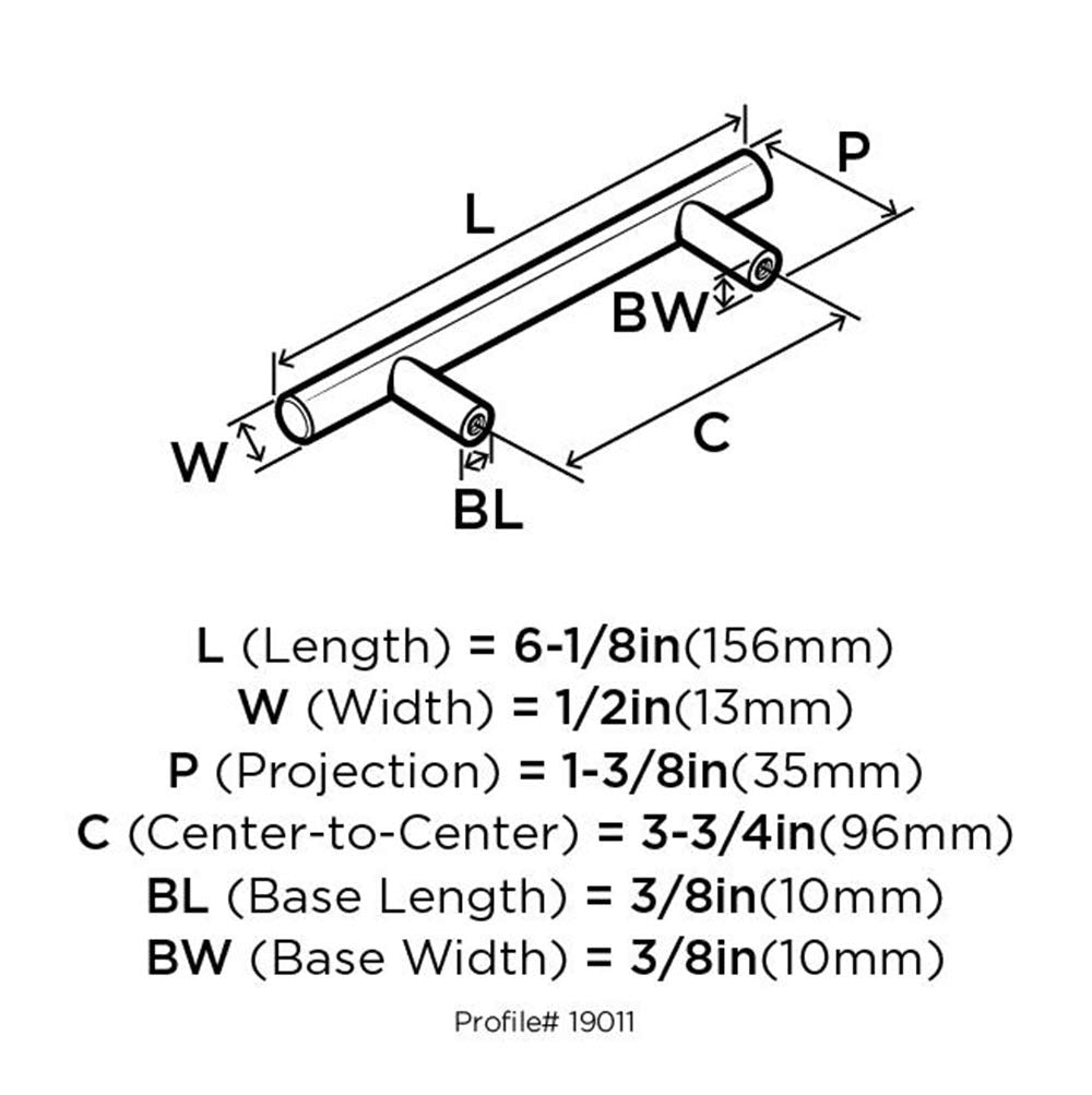 Amerock Cabinet Pull Stainless Steel 3-3/4 inch (96 mm) Center to Center Bar Pulls 1 Pack Drawer Pull Drawer Handle Cabinet Hardware