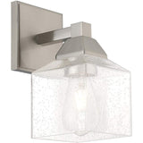 Livex Lighting 10381-91 Aragon - One Light Wall Sconce, Brushed Nickel Finish with Clear Seeded Glass