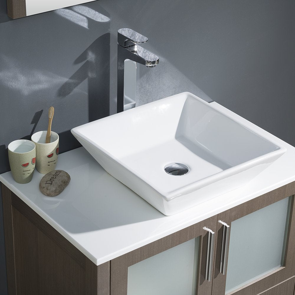 Fresca FVN6230GO-VSL Fresca Torino 30" Gray Oak Modern Bathroom Vanity w/ Vessel Sink