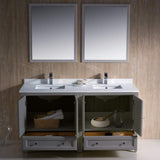 Fresca FVN20-3030GR Fresca Oxford 60" Gray Traditional Double Sink Bathroom Vanity