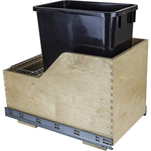 Hardware Resources CAN-WBMS35B Single 35 Quart Wood Bottom-Mount Soft-close Trashcan Rollout for Hinged Doors, Includes Black Can