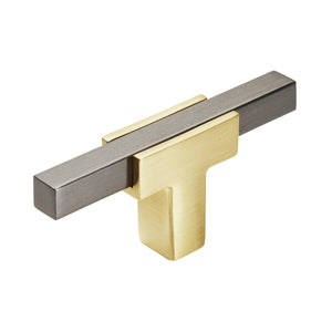 Amerock BP67BGLBCR Kitchen Cabinet Door or Drawer Knob Brushed Gold/Black Chrome 2-3/4 inch (70 mm) Length Urbanite 1 Pack Furniture Hardware Bathroom Cabinet Hardware