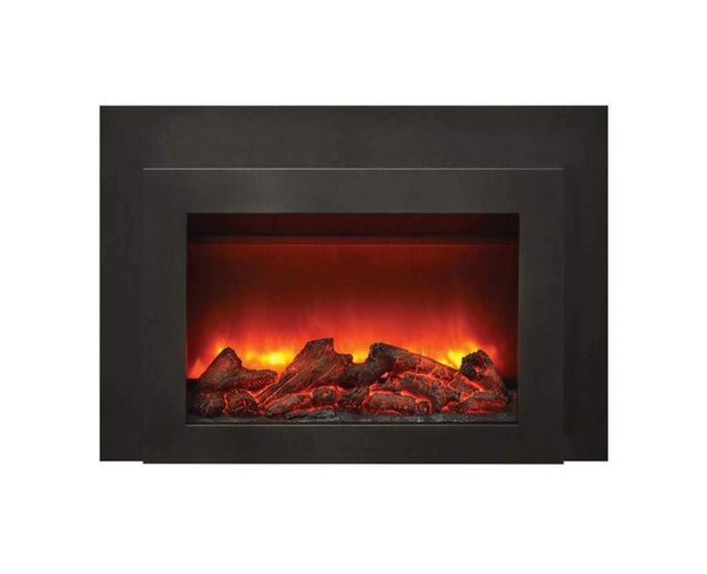 Amantii INS-FM-30 Insert Series - 30" Electric Fireplace Insert with Black Steel Surround and Overlay