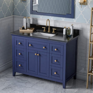 Jeffrey Alexander VKITCHA48BLBGR 48" Hale Blue Chatham Vanity, Black Granite Vanity Top, undermount rectangle bowl