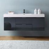 Fresca FCB8360WH-I Fresca Valencia 60" Glossy White Wall Hung Modern Bathroom Vanity