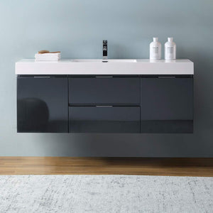 Fresca FCB8360GO-I Fresca Valencia 60" Gray Oak Wall Hung Modern Bathroom Vanity