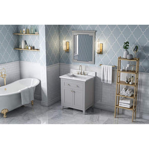 Jeffrey Alexander VKITCHA30GRCQR 30" Grey Chatham Vanity, Calacatta Vienna Quartz Vanity Top, undermount rectangle bowl