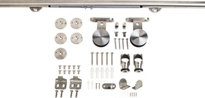 Hardware Resources BDH-05SS-72-R Barn Door Hardware Kit Contemporary Bar with Soft-close Stainless Steel 6 ft Length - Retail Packaged