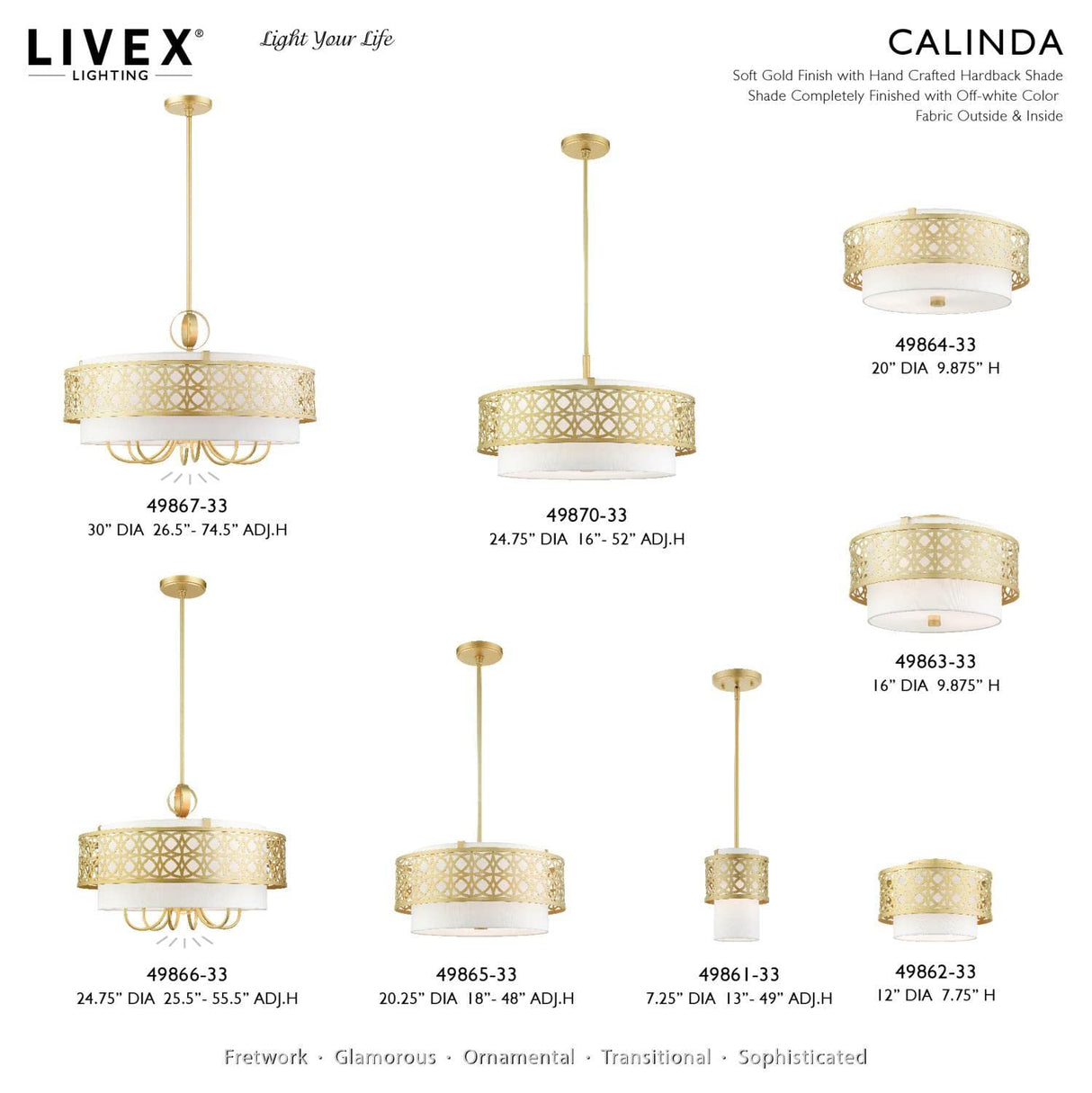 Livex Lighting 1 Light Soft Gold Semi Flush , 12 x 12 x 7.75