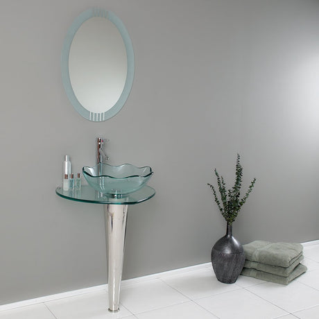 Fresca FVN1036 Fresca Netto 24" Modern Glass Bathroom Vanity w/ Wavy Edge Vessel Sink