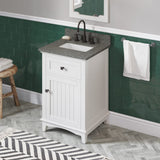 Jeffrey Alexander VKITSAV24WHBOR 24" White Savino Vanity, Boulder Cultured Marble Vanity Top, undermount rectangle bowl