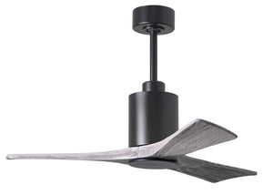 Matthews Fan PA3-BK-BW-42 Patricia-3 three-blade ceiling fan in Matte Black finish with 42” solid barn wood tone blades and dimmable LED light kit 