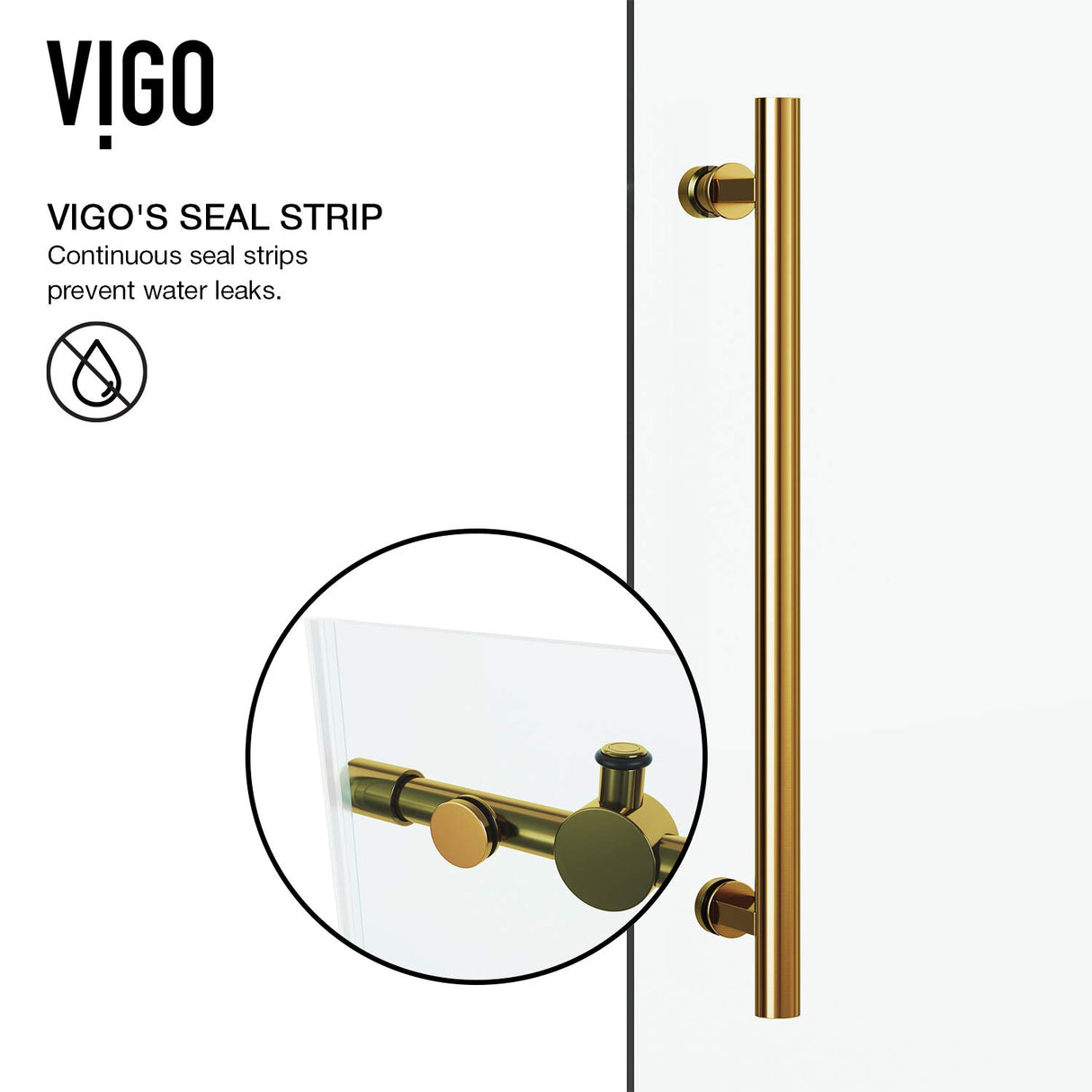 VIGO 48"W x 80"H Winslow Frameless Sliding Rectangle Shower Enclosure with Clear Tempered Glass, Right Door Handle and Stainless Steel Hardware in Matte Brushed Gold and Left Base-VG6051MGCL48WL