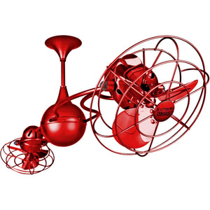 Matthews Fan IV-RED-MTL Italo Ventania 360° dual headed rotational ceiling fan in Rubi (Red) finish with metal blades.