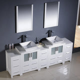 Fresca FVN62-72WH-VSL Fresca Torino 84" White Modern Double Sink Bathroom Vanity w/ 3 Side Cabinets & Vessel Sinks