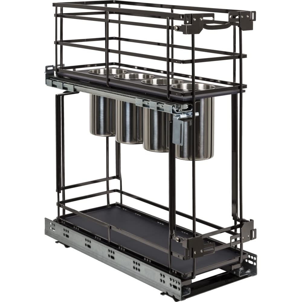 Hardware Resources SWS-UBPO8BN 8" Black Nickel STORAGE WITH STYLE® Metal "No Wiggle" Soft-close Utensil Base Pullout