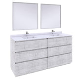 Fresca FVN31-3636RWH-FC Fresca Formosa 72" Floor Standing Double Sink Modern Bathroom Vanity w/ Mirrors in Rustic White