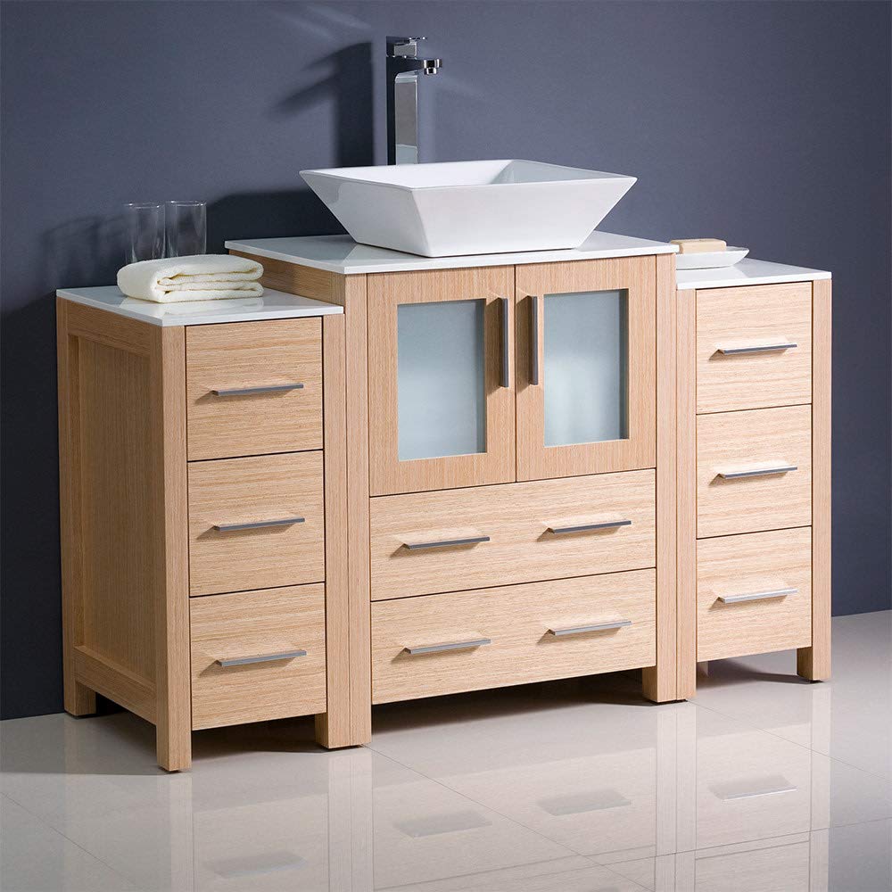 Fresca FCB62-122412ES-CWH-V Fresca Torino 48" Espresso Modern Bathroom Cabinets w/ Top & Vessel Sink