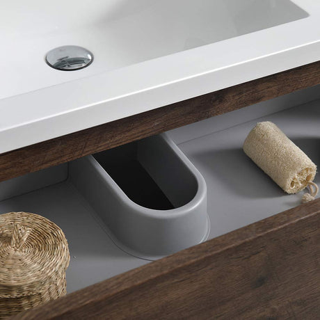 Fresca FCB93-361236RW-D-I Fresca Lazzaro 84" Rosewood Free Standing Double Sink Modern Bathroom Cabinet w/ Integrated Sinks