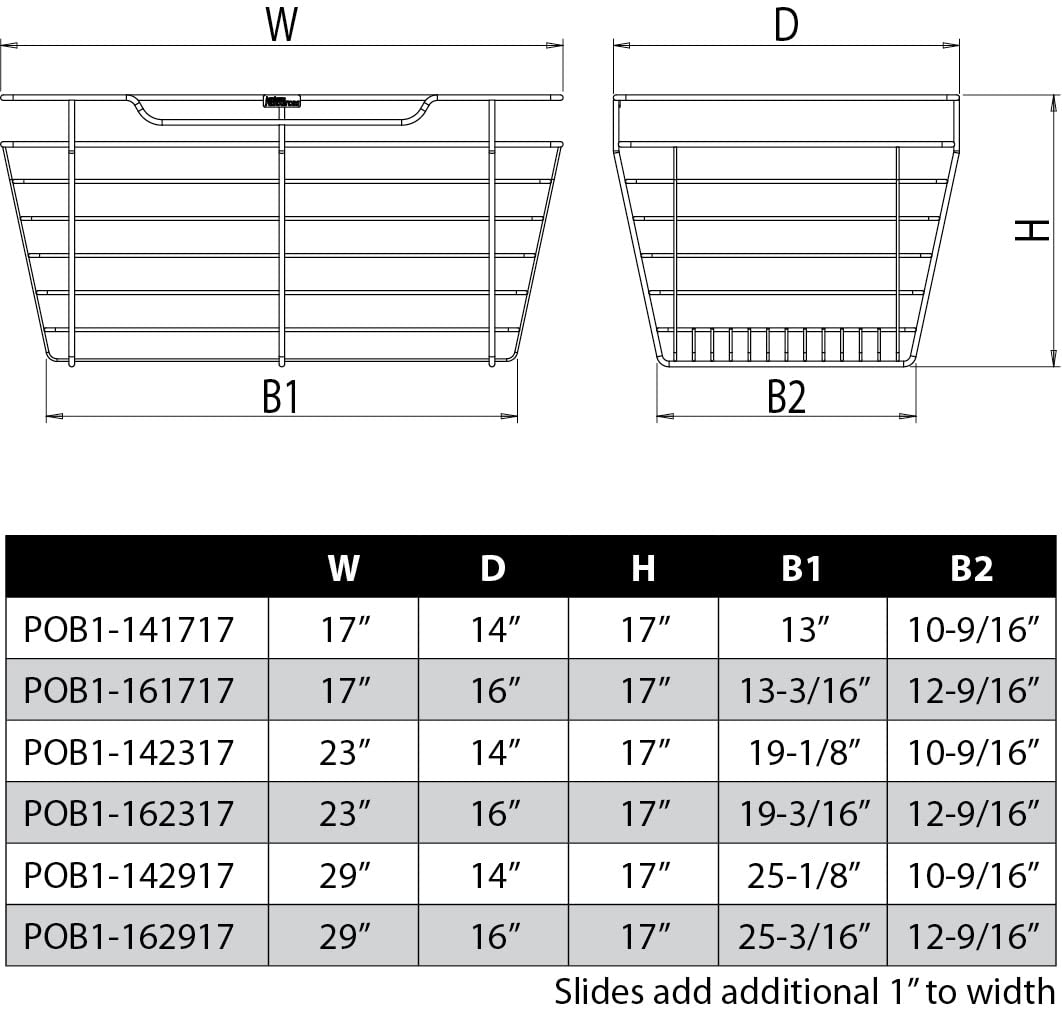 Hardware Resources POB1-142317SN Satin Nickel Closet Pullout Basket with Slides 14"D x 23"W x 17"H