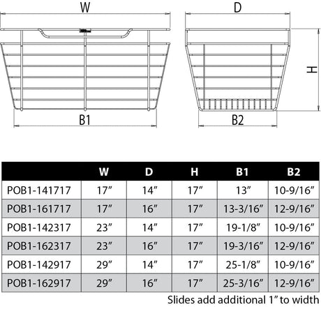 Hardware Resources POB1-142317SN Satin Nickel Closet Pullout Basket with Slides 14"D x 23"W x 17"H