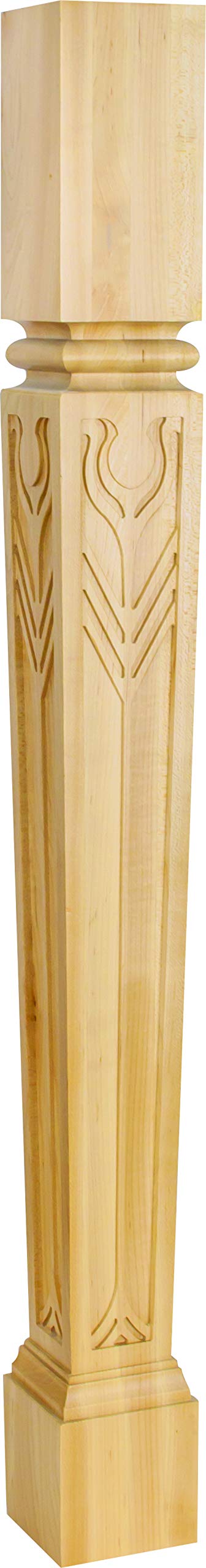 Hardware Resources P64-5-42-HMP 5" W x 5" D x 42" H Rubberwood Tapered Arts & Crafts Post