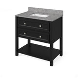 Jeffrey Alexander VKITADL36BKBOR 36" Black Adler Vanity, Boulder Cultured Marble Vanity Top, undermount rectangle bowl