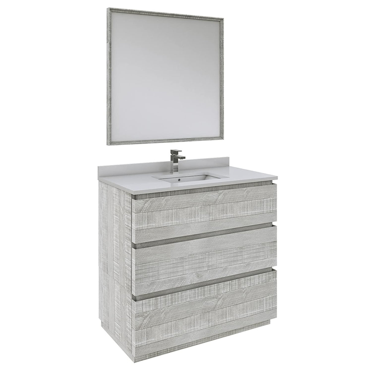 Fresca FVN3136ASH-FC Fresca Formosa 36" Floor Standing Modern Bathroom Vanity w/ Mirror in Ash