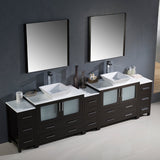 Fresca FVN62-108ES-VSL Fresca Torino 108" Espresso Modern Double Sink Bathroom Vanity w/ 3 Side Cabinets & Vessel Sinks