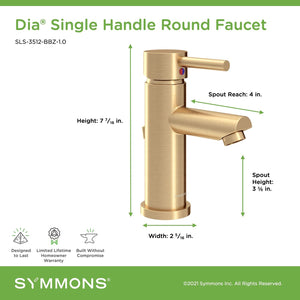 Symmons SLS-3512-BBZ-1.5 Dia Single Hole Single-Handle Bathroom Faucet with Drain Assembly in Brushed Bronze (1.5 GPM)