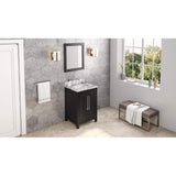 Jeffrey Alexander VKITCAD24BKCQR 24" Black Cade Vanity, Calacatta Vienna Quartz Vanity Top, undermount rectangle bowl